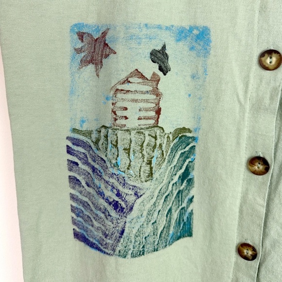 Vintage Sage Green Painted Stamped Tunic - Picture 6 of 9